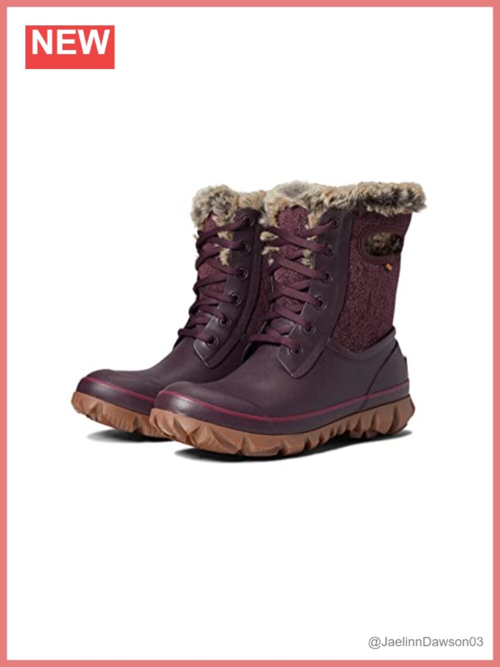 BOGS Arcata Cozy Chevron Waterproof Pull-On Snow Boots Faux Fur Lining Women's